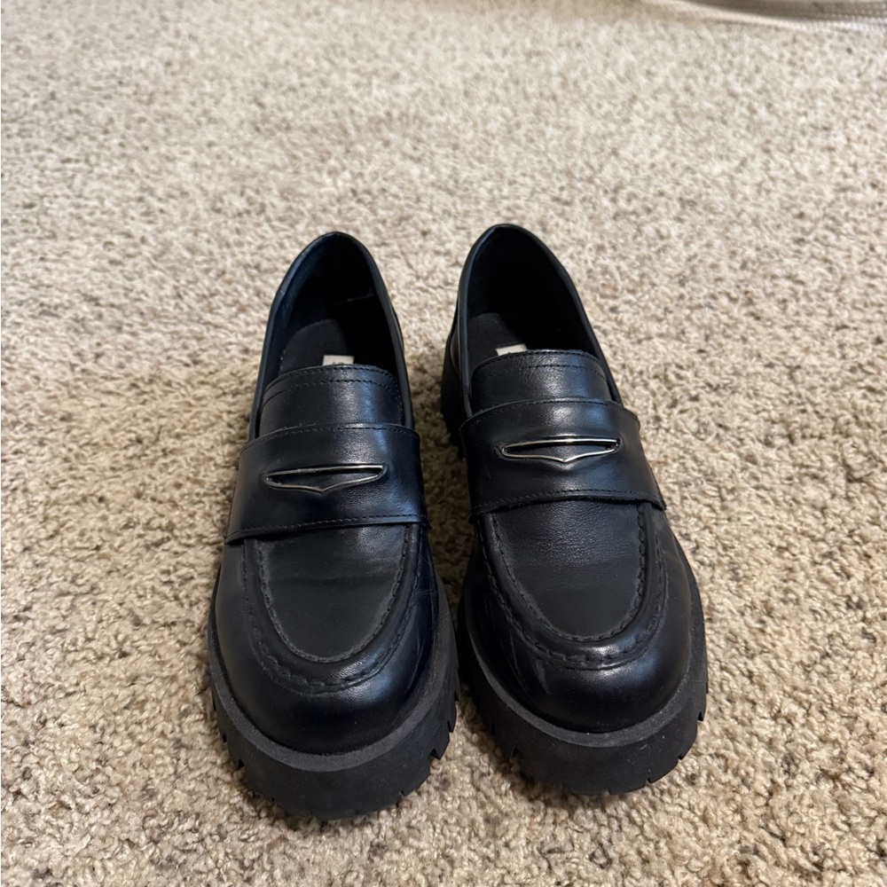 Steve Madden Black Platform Penny Loafers